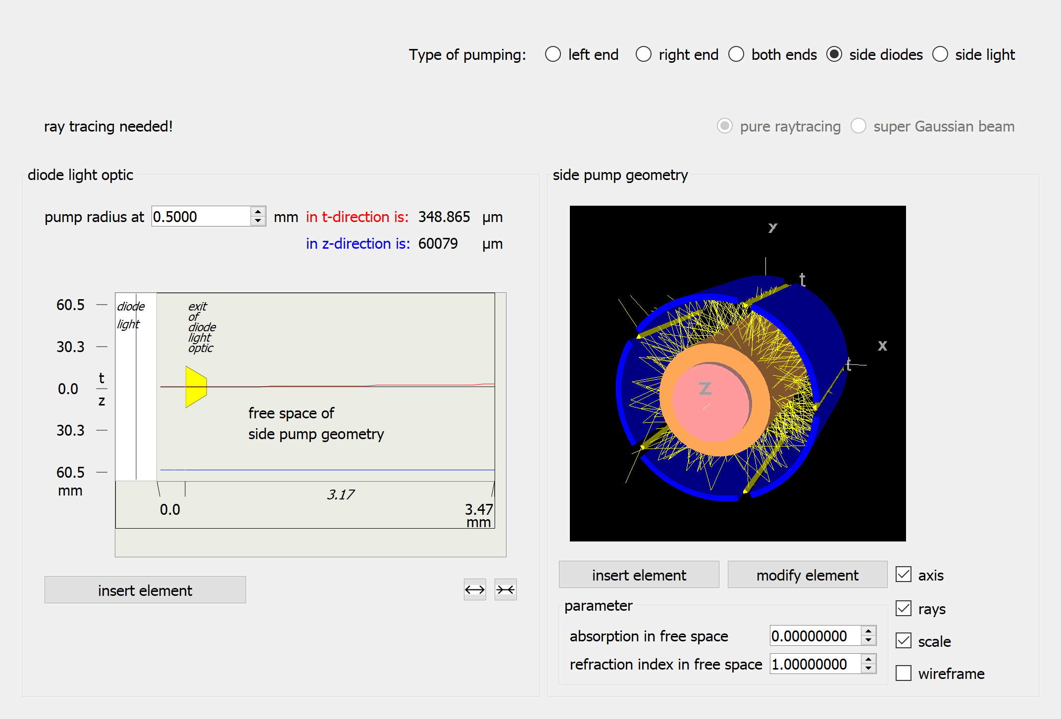 pump light ray tracing GUI